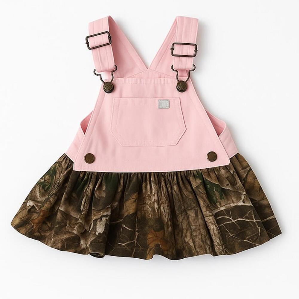 🐊Baby Pink & Camouflage Overall Dress – Outdoor Kids Bin B